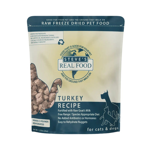 Steves Real Food  Freeze Dried Turkey Nuggets Dog And Cat 20 Oz